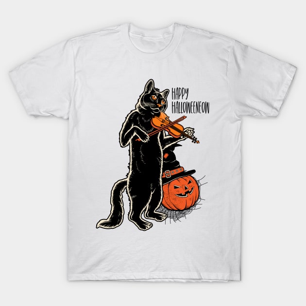 Happy Meoween – Halloween Orange Pumpkin Cat T-Shirt by pht